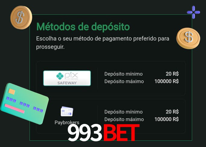 O cassino 993Bet oferece uma grande variedade de métodos de pagamento